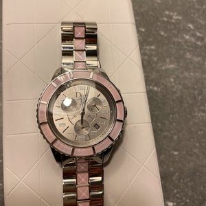Dior Stainless Steel Watch-Pink Accents